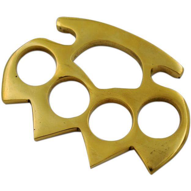 Brass Knuckle Styled Knuckle Duster Belt Buckle with Prong Attachment -  Golden