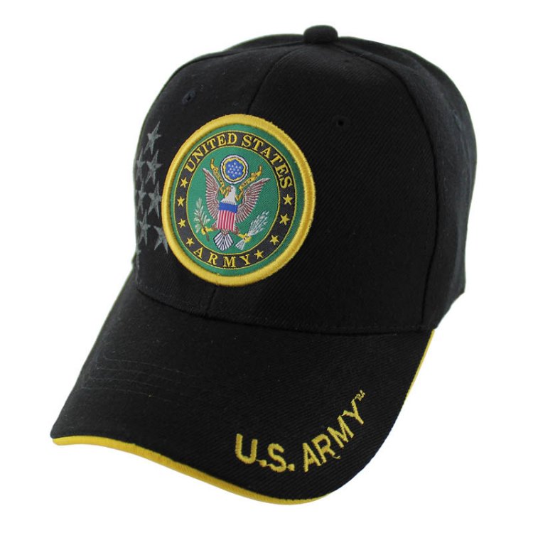 Licensed Black United States ARMY Seal Hat [Star Shadow]