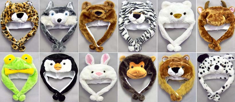 Plush Animal Hats For Kids & Adult - Assorted Styles