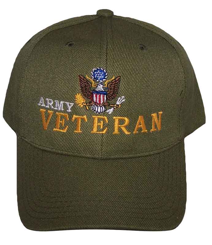Army Veteran Military Embroidered Baseball Caps - Green Color