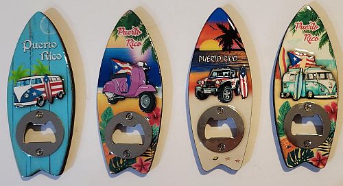 PUERTO RICO SURFBOARD BOTTLE OPENER WITH MAGNET