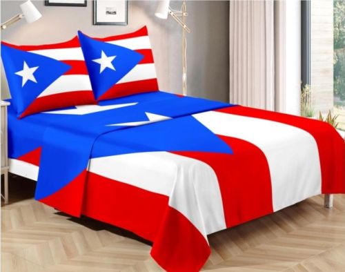 PUERTO RICO FLAG BED SHEET SET OF FOUR (FULL SIZE)