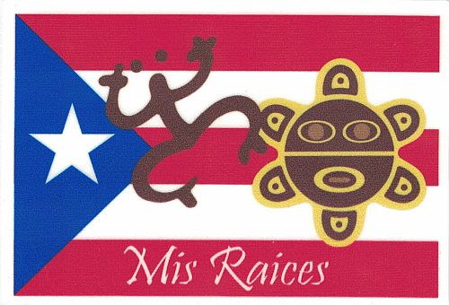 PUERTO RICO FLAG ''MIS RAICES'' VINYL CAR STICKER
