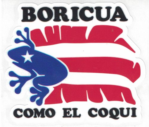 PUERTO RICO ''COQUI ON FLAG'' VINYL CAR STICKER