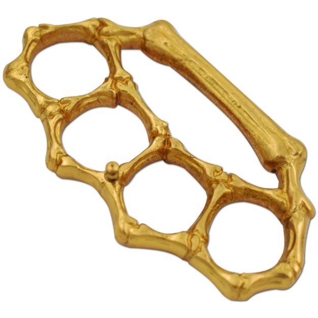 Traditional Gothic Brass Knuckle Duster Styled Belt Buckle with Prong  Attachment - Golden Skull