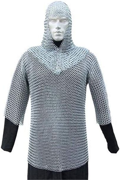 Medieval Chain Mail SHIRT and Coif Set Knight Armor (Medium)