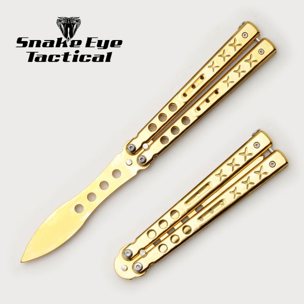 Snake Eye Tactical Gold Training BUTTERFLY KNIFE