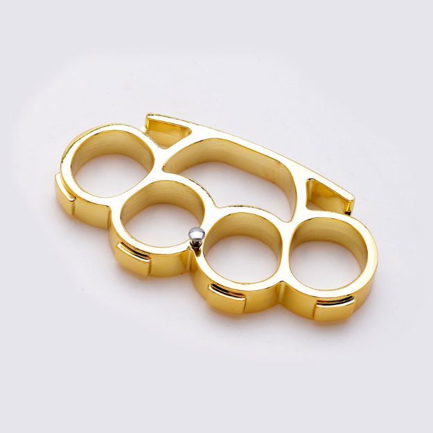Traditional Gothic Brass Knuckle Duster Styled Belt Buckle with Prong  Attachment - Golden Skull