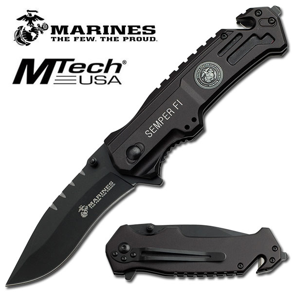 U.S MARINES TACTICAL RESCUE SPRING ASSISTED FOLDER 4.75''