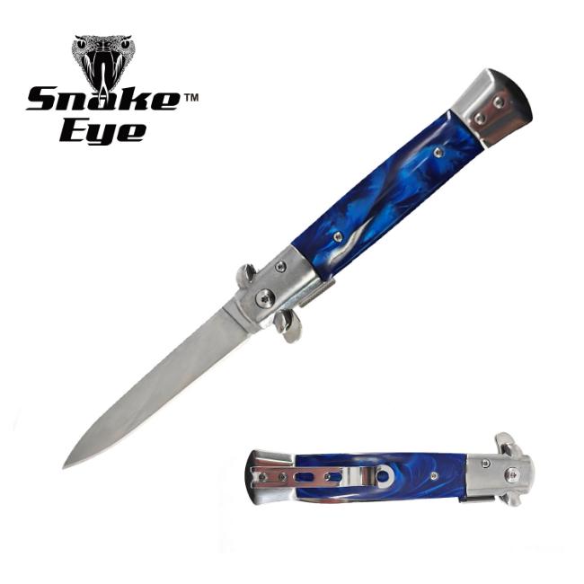 Stiletto Style Blue Pearl Spring Assisted KNIFE SE-575BL