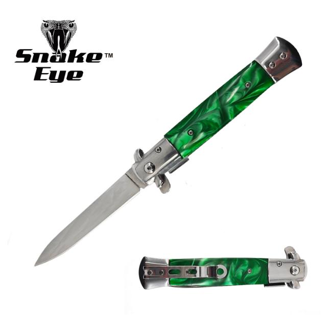 Stiletto Style Green Pearl Spring Assisted KNIFE SE-575GN