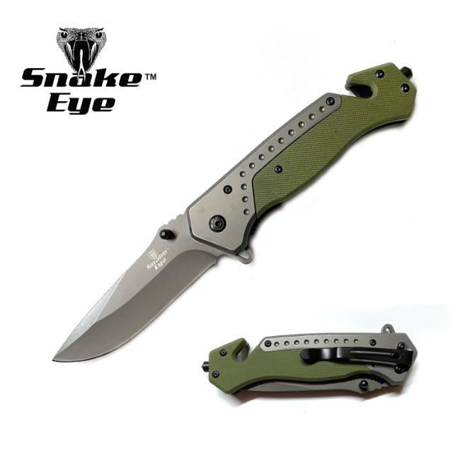 Snake Eye Tactical Rescue Style Spring Assist knife SE-1018GN