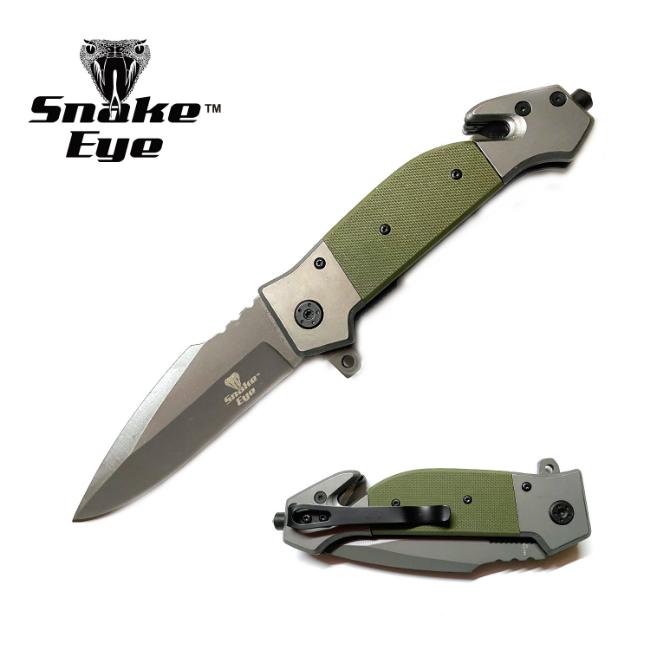 Snake Eye Tactical Rescue Style Spring Assist knife SE-1019GN