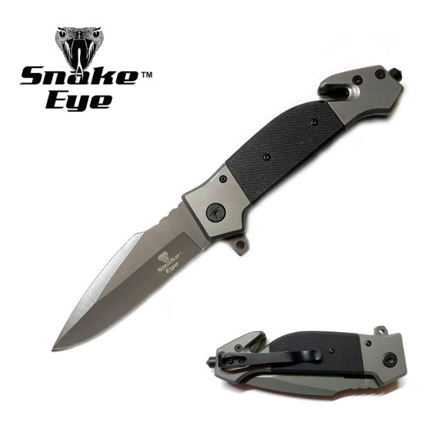 Snake Eye Tactical Rescue Style Spring Assist knife SE-1019BK