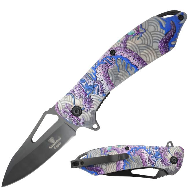 Snake Eye Tactical DRAGON Printed Spring Assist Knife SE-276BL