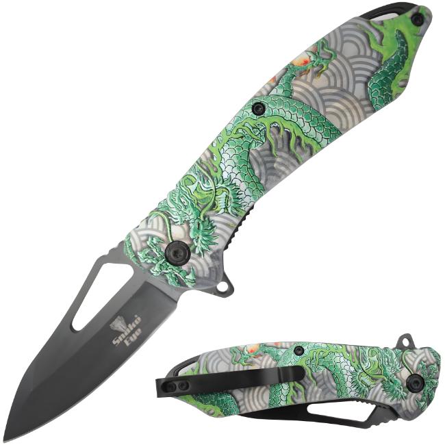 Snake Eye Tactical DRAGON Printed Spring Assist Knife SE-276GN