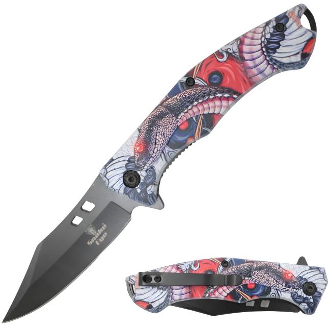 SNAKE Eye Tactical SNAKE Design Spring Assist Knife SE-178RD