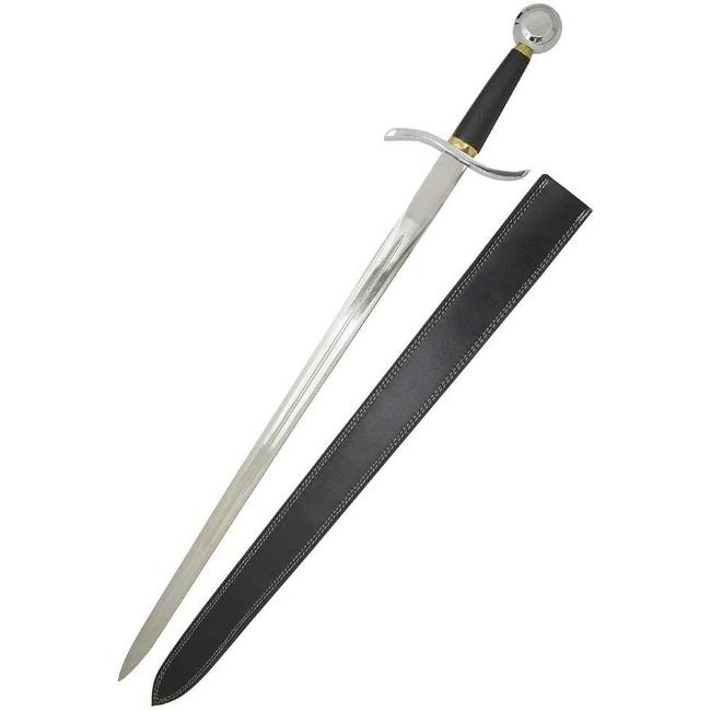 Medieval Warrior Silver Knight SWORDS with Leather Sheath KT-4013