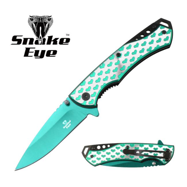 Snake Eye Tactical Hearts Engrave Spring Assist Knife SE-5217GN