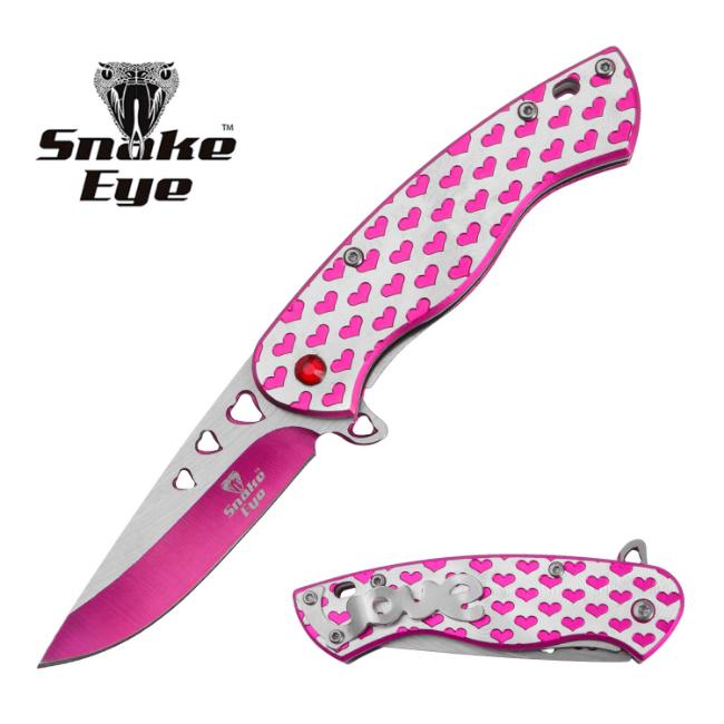 SNAKE Eye Tactical Heart Shapes Spring Assist Knife SE-2036PK