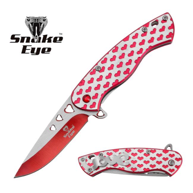 Snake Eye Tactical Heart Shapes Spring Assist Knife SE-2036RD