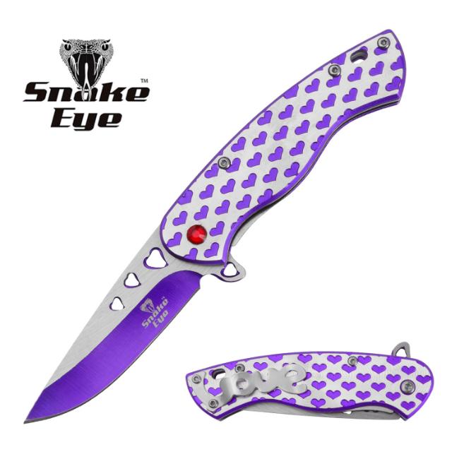 SNAKE Eye Tactical Heart Shapes Spring Assist Knife SE-2036PR