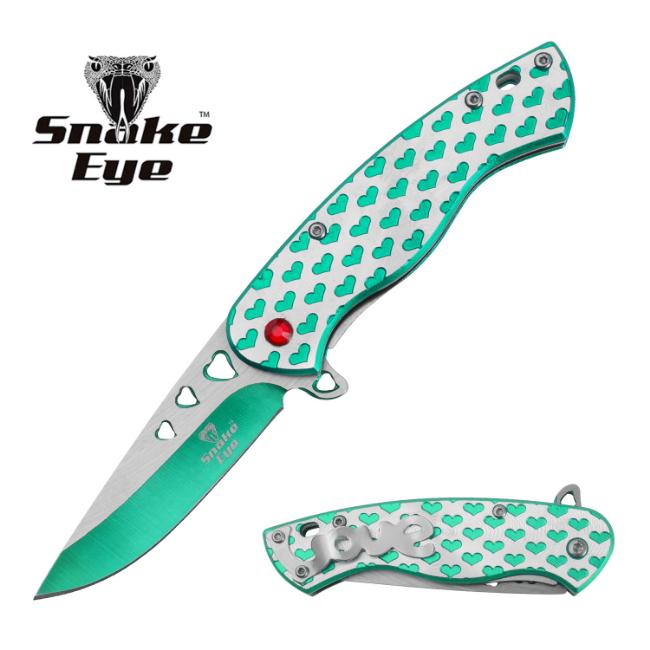 Snake Eye Tactical Heart Shapes Spring Assist Knife SE-2036GN