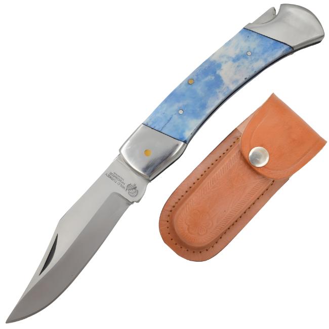 Wild Turkey Handmade Manual Folding Knife Blue Bone HANDLE