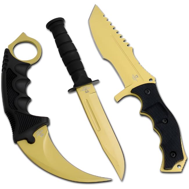 SNAKE Eye Tactical Triple Hunting Knives Set SE-3SETGD