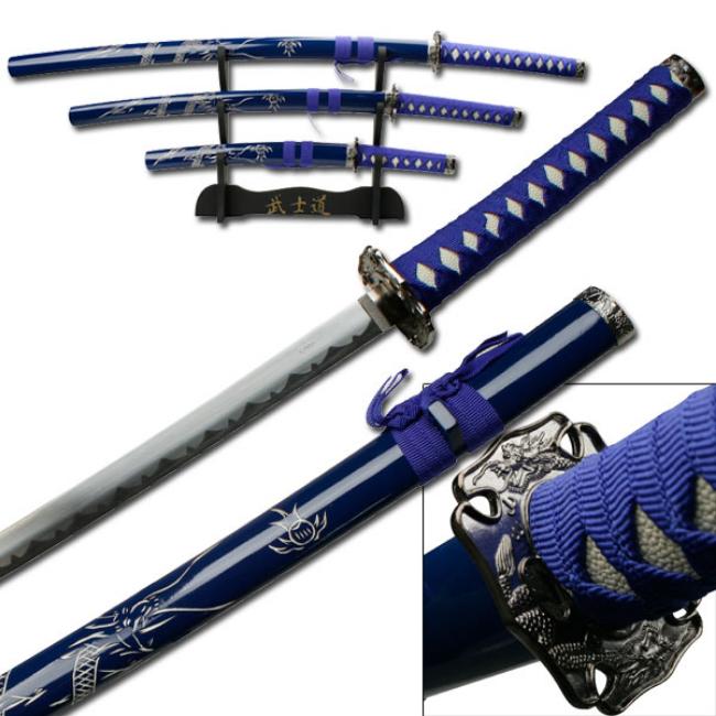 Snake eye Warrior Blue Japanese Katana SWORD Set SE-58-BLD4