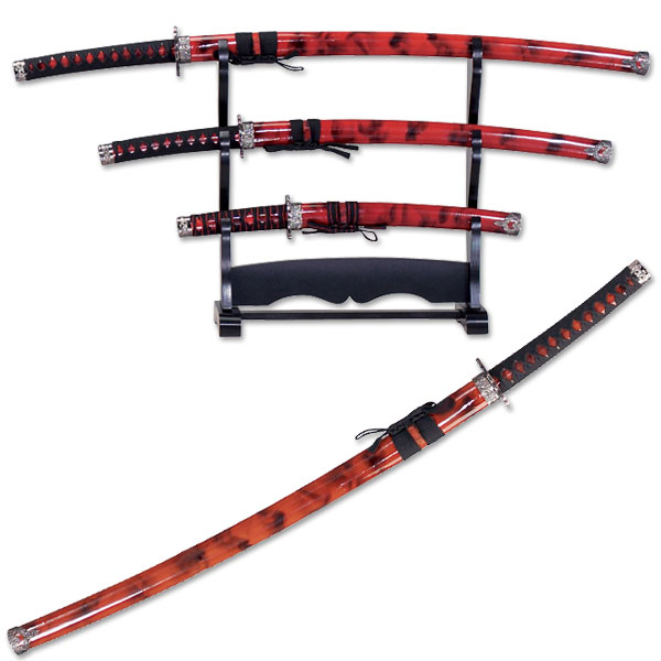 Snake eye Warrior Black And Red Japanese Katana SWORD Set