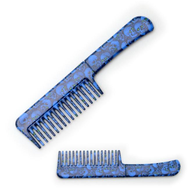 Blue SKULL Printed Comb Knife PK-107BSK