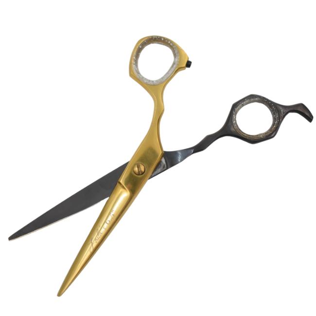 Laila's Professional Barber SCISSOR Black & Gold Finish L407BKGD