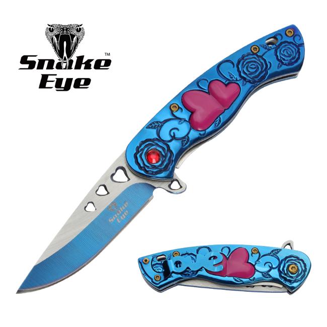 Snake Eye Tactical 7'' Cupid Heart Ladies POCKET KNIFE SE-5216BL