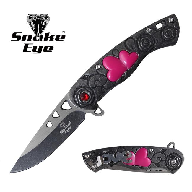 Snake Eye Tactical 7'' Cupid Heart Ladies POCKET KNIFE SE-5216SW