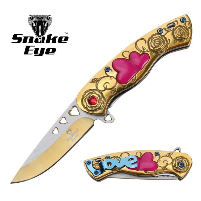 Snake Eye Tactical 7'' Cupid Heart Ladies POCKET KNIFE SE-5216GD