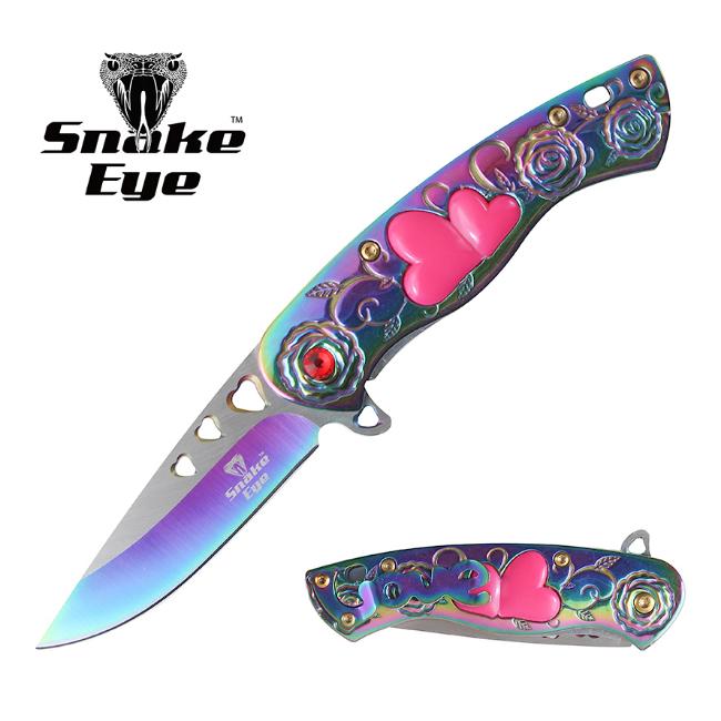 Snake Eye Tactical 7'' Cupid Heart Ladies POCKET KNIFE SE-5216RB