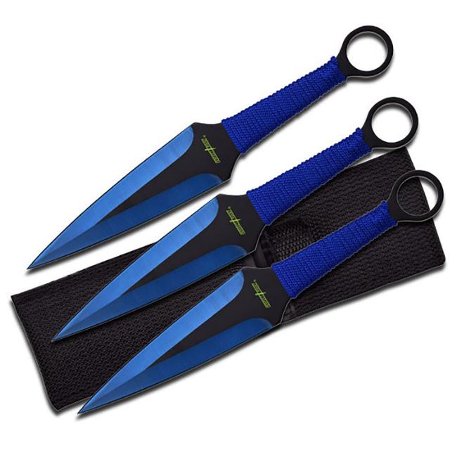 Naruto 9'' BLUE Kunai Uzumaki Throwing Knives Set of 3