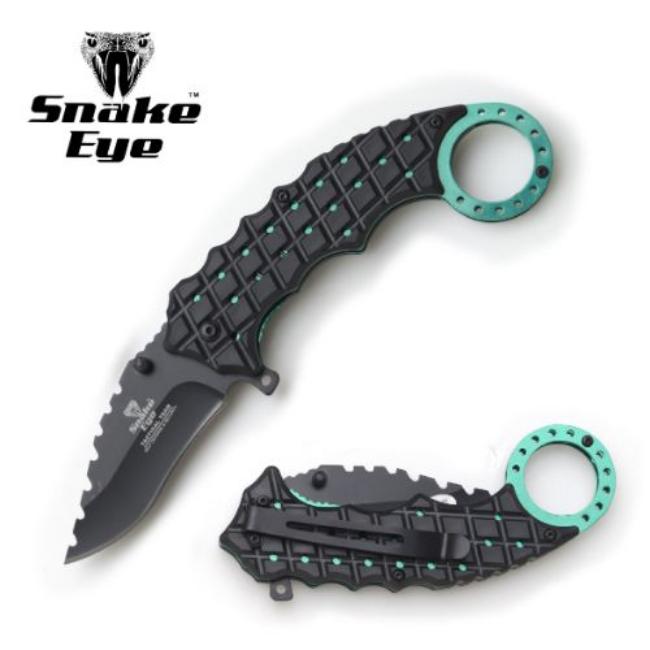 Snake Eye Tactical Karambit Style SpRING Assist Knife SE-1128GN