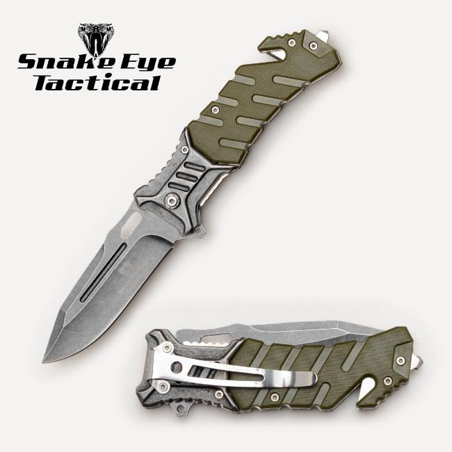 Snake Eye Tactical Rescue Style Spring Assist knife SE-1349GN