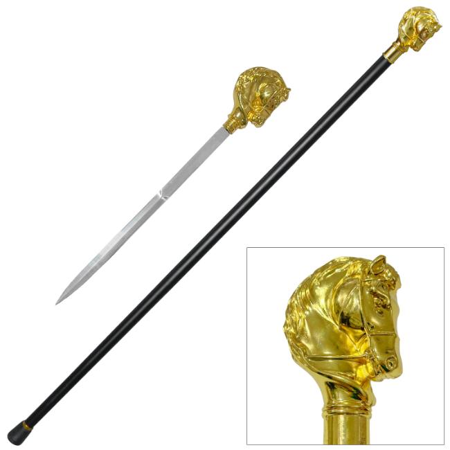 37'' Horse Shape Walking cane with Hidden SWORD