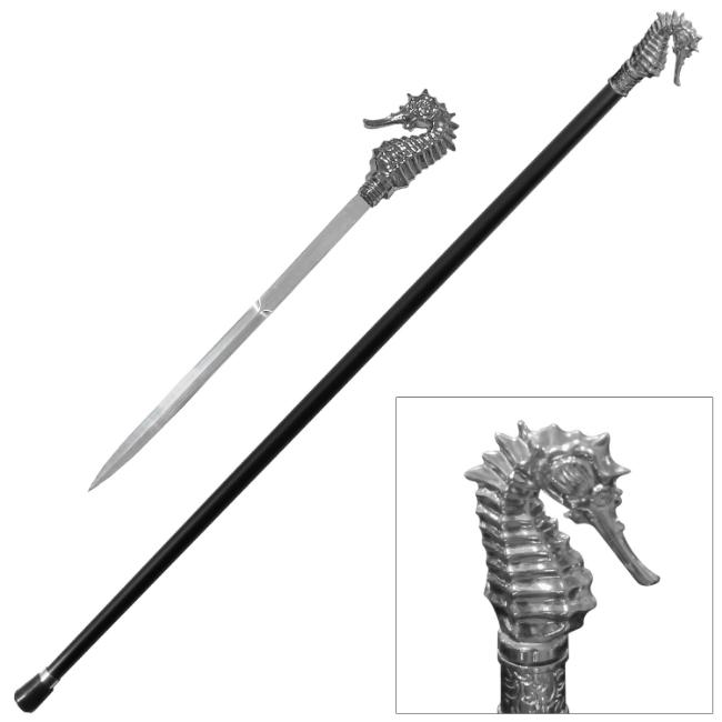 37'' Sea Horse Shape Walking cane with Hidden SWORD