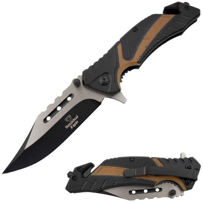 Snake Eye Tactical Rescue Style Spring Assist knife HGB15-TN