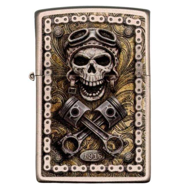 Motorcycle SKULL Chrome Zippo Lighter