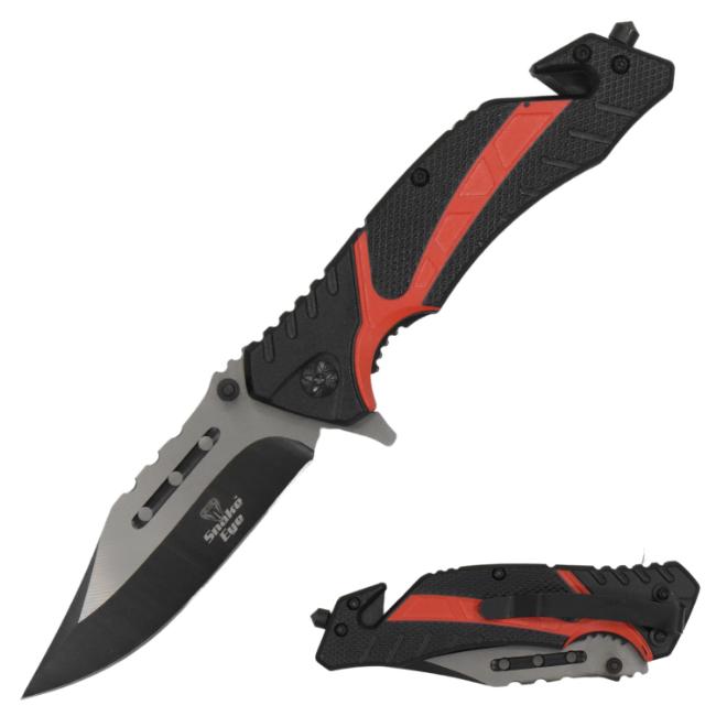 Snake Eye Tactical Rescue Style Spring Assist knife HGB15-BU