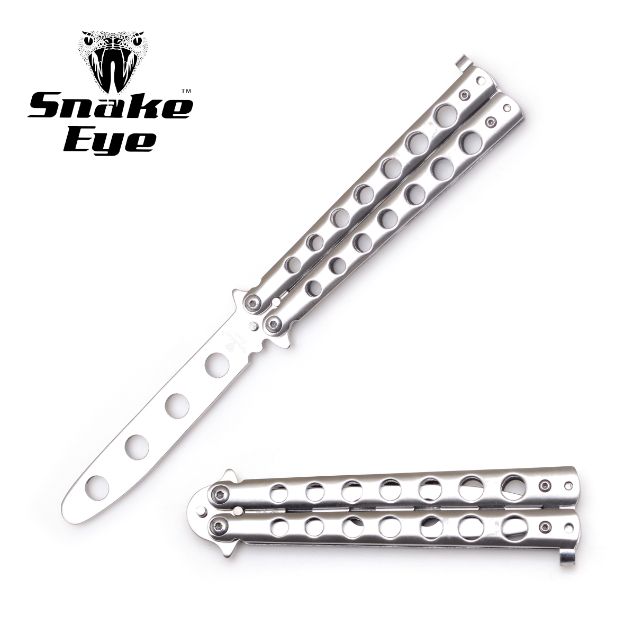 Snake Eye Tactical Training BUTTERFLY KNIFE Silver 5'' Closed