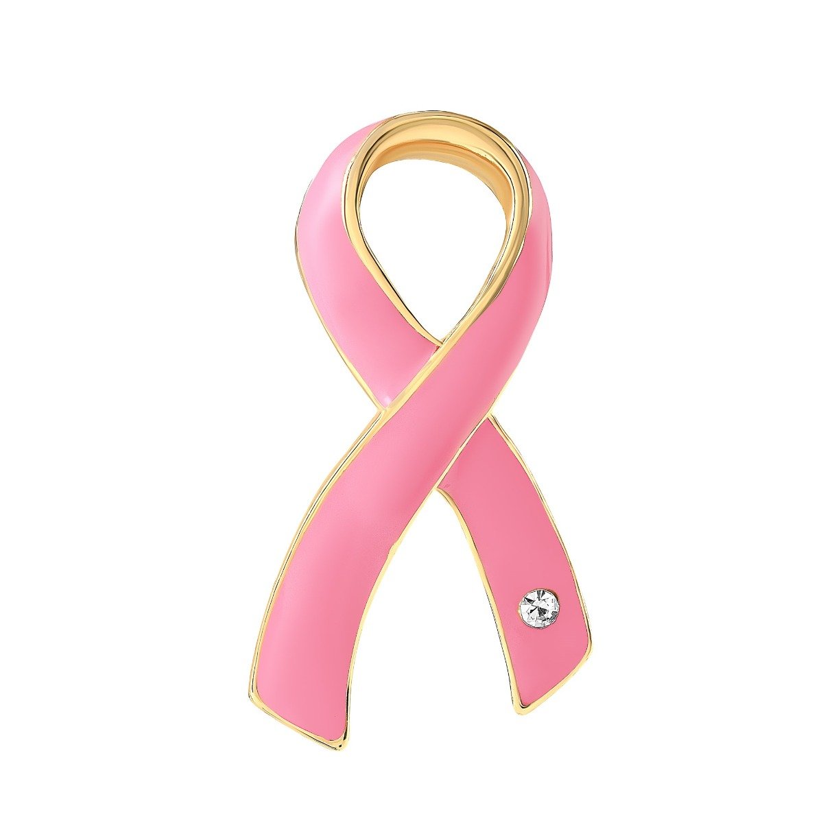 25 Pack Pink BREAST CANCER Ribbon Pins with Crystals