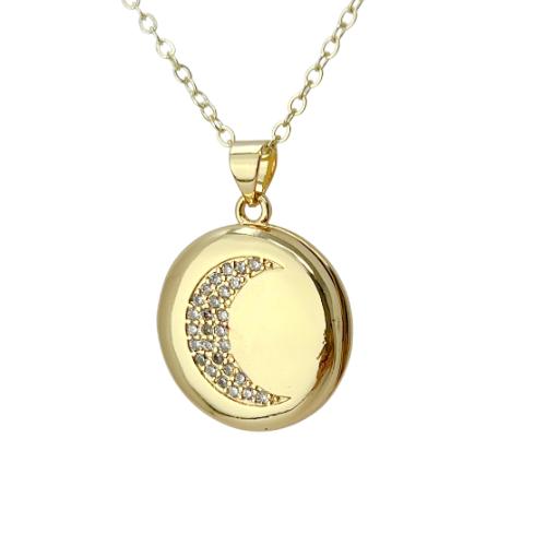 Cute moon photo locket coin necklace celestial