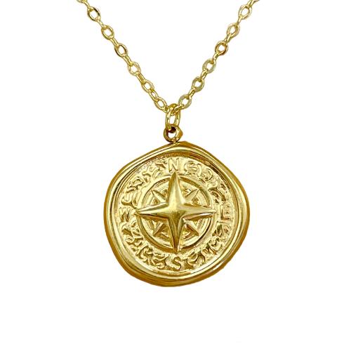 Nautical compass Steampunk pirate coin necklace costume