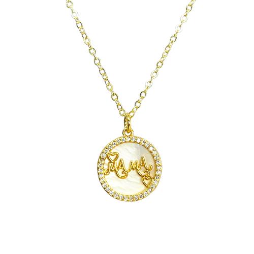 Mama necklace gold coin JEWELRY for mom cubic zirconia